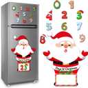 Christmas Advent Calendar Magnets 2025 Christmas Santa Claus Refrigerator Magnet Countdown to Xmas Ornament for Kids Adults Winter Santa Claus Magnetic Stickers for Fridge Holiday Home Classroom Decor