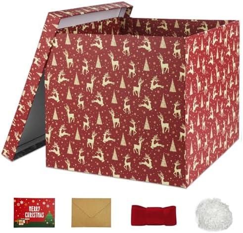 YINUOYOUJIA Large Gift Box 12x12x10Inches,Christmas Gift Boxes for presents,Present box,Gift Packaging for Christmas. (Red)