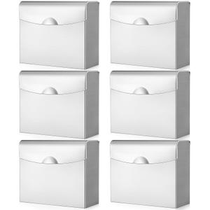 Tioncy 6 Pcs Sanitary Napkin Disposal Receptacle Stainless Steel Sanitary Napkin Receptacle Wall Mounted Tampon Disposal Bin Waste Tampon Holder Feminine Hygiene Container (Silvery White)