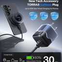 TORRAS PolarCircle Qi2.2 Wireless Charger, 25W Cooling Magnetic Pad for Samsung Galaxy S26/S25, Wireless Charger for iPhone 17/16 with 360Spin Stand, Semiconductor Phone Cooler, with 45W IceNano Plug