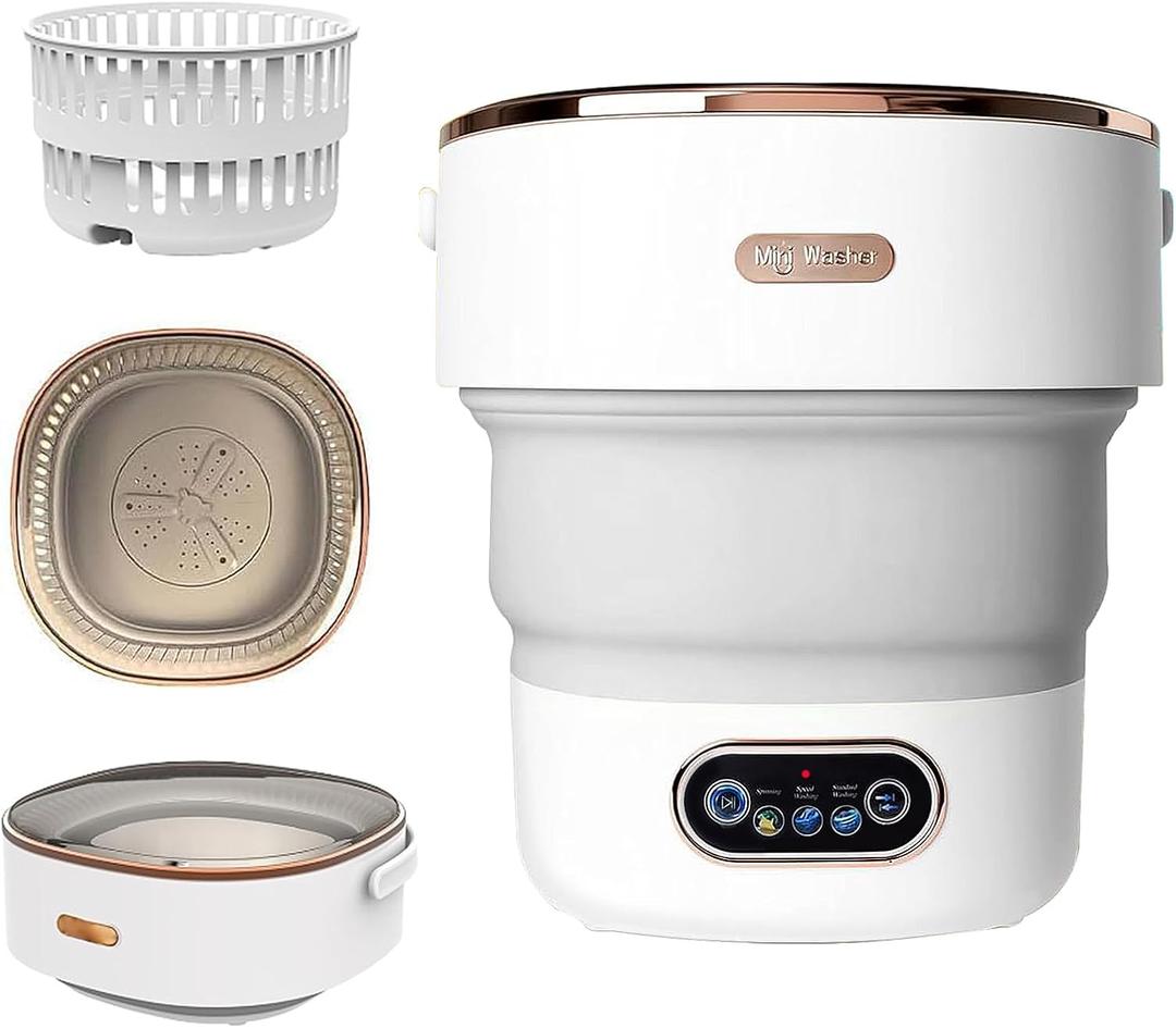 Portable Washing Machine,15L Collapsible Mini Washer with 3 Cleaning Modes Drain Basket Small Foldable Laundry Machine for Travel Camping Dorms RVs Apartments Baby Clothes Underwear Socks Delicates