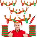 4 Set Inflatable Reindeer Antler Ring Toss Game for Xmas Party, 2025 Christmas Antler Hat Ring Toss Game for Kids Adults, Family Indoor Outdoor Reindeer Toss Game (4 Antlers 16 Rings 1 Pump)