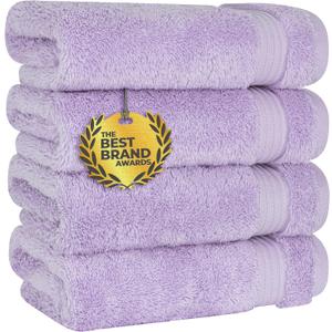 Cotton Paradise Hand Towels for Bathroom, 100% Cotton Turkish 4 Piece Hand Towel Set, Soft Absorbent Face Towels, Lilac Hand Towels