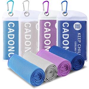 4 Pack Cooling Towel (40"x12"), Soft Breathable Chilly Towel, Ice Towel, Microfiber Towel for Yoga, Sport, Running, Workout,Gym, Camping, Fitness, Workout & More Activities(Light Blue/Grey/Purple/Deep Blue)