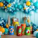 HunnmingRe 5 Pcs Summer Cylinder Pedestal Stand Covers Flexible Cylinder Stand Covers for Beach Tropical Party Backdrop Baby Shower Birthday Wedding Dessert Tables Decor Party Display Decor