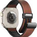 WestEagle Magnetic Leather Bands Compatible with Apple Watch 49mm 46mm 45mm 44mm 42mm(S3/2/1) for Men Women, Genuine Leather with Magnetic Buckle for iWatch Ultra1/2/3 Series SE11/10/9/8/7/6/5/4/3/2/1