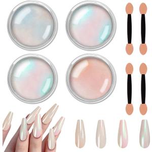 Allstarry Chrome Nail Powder Metallic Mirror Effect Pigment Iridescent Aurora, Mermaid Pearl Glitter Dust Kit for Gel Polish Nail Art Decoration, Resin Craft- Violet Green Emerald