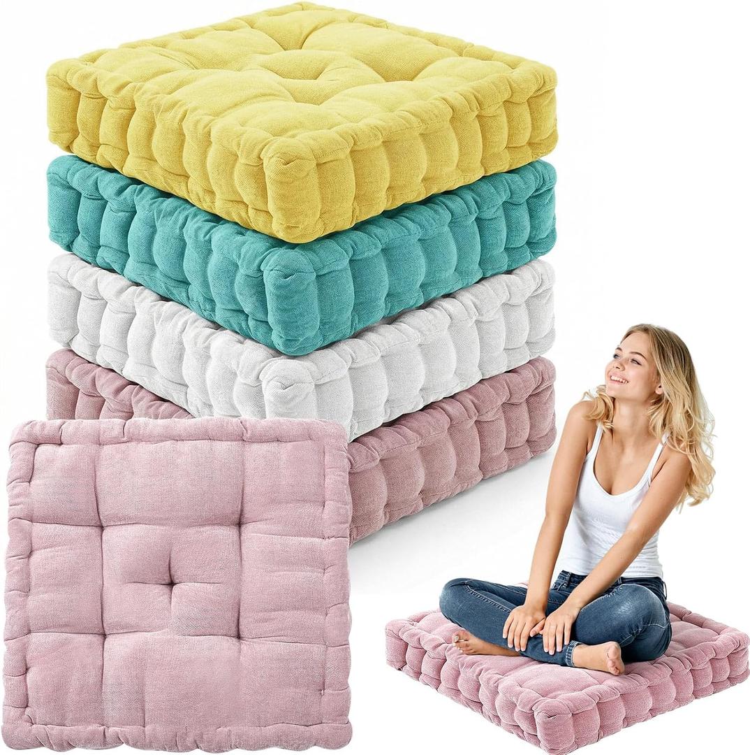 Jerify Floor Pillow Cushions Large Round Square Large Meditation Floor Pillow for Classroom Adult Meditation Picnic Party Seating Learning Daycare School(Square,Mixed Pink,4 Pcs), Square 20 x 20