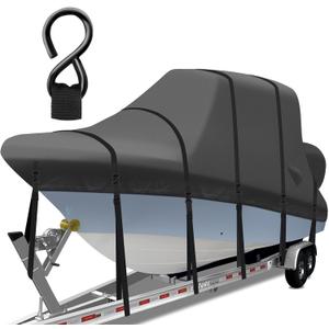 1400D Heavy Duty T-Top Boat Cover with Metal Buckles, 18-20ft Trailerable T Top Hard Top Boat Cover, Marine Grade TTOP Boat Storage Cover, Waterproof Center Console Boat with T TOP Roof, Black