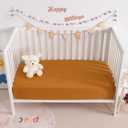 NTBAY 2 Pack Muslin Cotton Mini Crib Sheets, Soft and Breathable Double Layer 24x38 Baby Crib Sheets for Mini Crib and Toddler Mattresses, Boys, Girls, Unisex, Golden Brown, 24x38 Inches