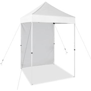 EAGLE PEAK Pop up Canopy 5x5, Outdoor Portable Canopy Tent with One Removable Sunwall, Carry Bag Included, White