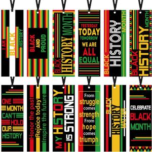 Skyygemm 240 Pcs Black History Month Bookmark Bulk Double Sided Inspirational Bookmarks African American Celebration Gifts with Ribbon for Women Men Black History Month Juneteenth Day Party Favor Gift