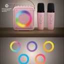 Mini Karaoke Machine for Kids Adults, Portable Bluetooth Speaker with 2 Wireless Microphones, Microphone Speaker Set with LED Disco Lights for Home Party, Birthday Gifts for Girls Boys Kid(Pink)