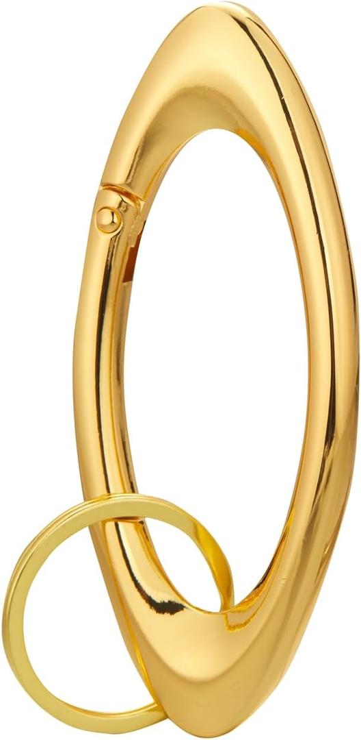 Y2K Cute Star Carabiner Keychain Cool Belt Loop Clip Starlight Heavy Duty Carabiner Clasp Snap Hook Holder Key Buckle, Ellipse Gold