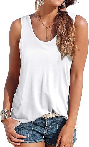 OFEEFAN Shirts, Women’s Mini-Ribbed Cotton Tank Tops, Women’s Sleeveless T-Shirts, Women’s T XXL