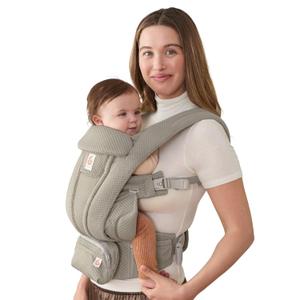 Ergobaby Omni Deluxe Baby Carrier for Newborn to Toddlers 0-48 Months | 4-Position Breathable Mesh Baby Carrier with Ergonomic Support, Storage Pockets, and Sun Hood, Fits 7-45 lbs, Soft Olive