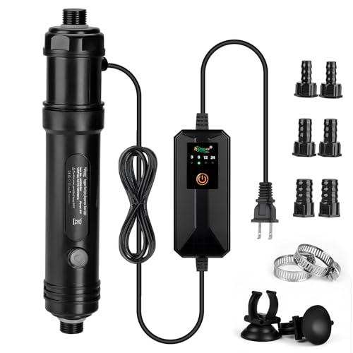 hygger Aquarium U-V Light with Timer, 360° Protective Shield Clean Light for Green Water Clean, Amphibian Aquarium Lamp Bulb for Freshwater Saltwater Fish Tank and Aquarium (9W, 60-100 Gallon)