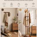 Coat Rack Freestanding, Wood Coat Tree with Shelf for Entryway Walnut, 15.55"D x 15.55"W x 65.94"H