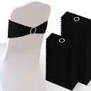 Tudomro 70 Pcs Spandex Chair Sashes, Stretch Ties Bows with Buckle Slider Elastic Bows Chair Cover Bands for Wedding Party Universal Reception Ceremony Banquet Decoration(Black)