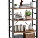 DUMOS 5 Tiers Bookshelf, Classical Modern Book Shelf, Tall Display Shelves in Living Room/Home/Office, Storage Organizer for CDs/Books/Movies, Rustic Brown