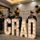 2026 Graduation Decorations - 4FT Large PRE-CUT GRAD Marquee Letters Kit - Mosaic Foam Board Sign - Class of 2026 Congrats Party Supplies for Kindergarten Preschool High School College