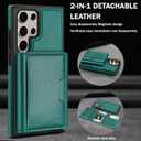 for Samsung Galaxy S23 Ultra Wallet Case, 2-in-1 Detachable Magnetic Wallet Case, Card Holder RFID Blocking, Fashionable Faux Leather Card Slot & Folding Design (Green)