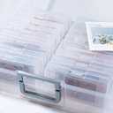novelinks Transparent 4" x 6" Photo Organizers and Photo Storage Box with Handle, 16 Inner Photo Cases, Portable Picture Organizers & Photo Storage Containers (Clear-Silver Handle)