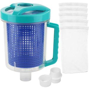 Pool Leaf Catcher Canister, in-line Leaf Canister for Pool Spa Cleaner, with Mesh Basket &Skimmer Socks,Fits Suction Manual & Automatic Pool Cleaners, Blue