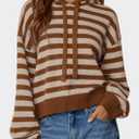 PRETTYGARDEN Hoodies for Women Fall Fashion 2026 Striped Pullover Sweaters Casual Long Sleeve Tops Winter Clothing (Striped Apricot Coffee,Small) (S)