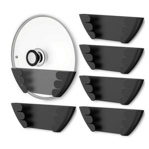 Universal Pot Lid Organizer for Cabinet - Upgraded Patented Niceyos 6 Pack Pan Lids Organizers Inside Door Wall Mount Pots Top Storage Rack Holder Kitchen, Fits 6" to 13" (Black)