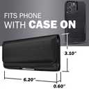 PiTau Holster for iPhone 17, 17 Pro, 16, 16 Pro, 15, 15 Pro, 14, 14 Pro, 13, 13 Pro, 12, 12 Pro, 11, Xs, 11 Pro, X, XR, Cell Phone Belt Holder Case with Clip, ID Credit Card Slot Pouch Cover, Black (Small)