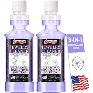 Ultrasonic Cleaner Solution Concentrate, Ultrasonic Jewelry Cleaner Solution, Professional Power for All Ultrasonic Machines, Plant Based Eyeglass Total 16.9 FL Oz (2 PK)