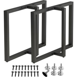 HOMEKAYT Metal Table Legs 28x 35 Heavy Duty T-Shape Desk Legs Industrial Furniture Legs for Dinning, Computer, Office Table (2Pcs) - Black