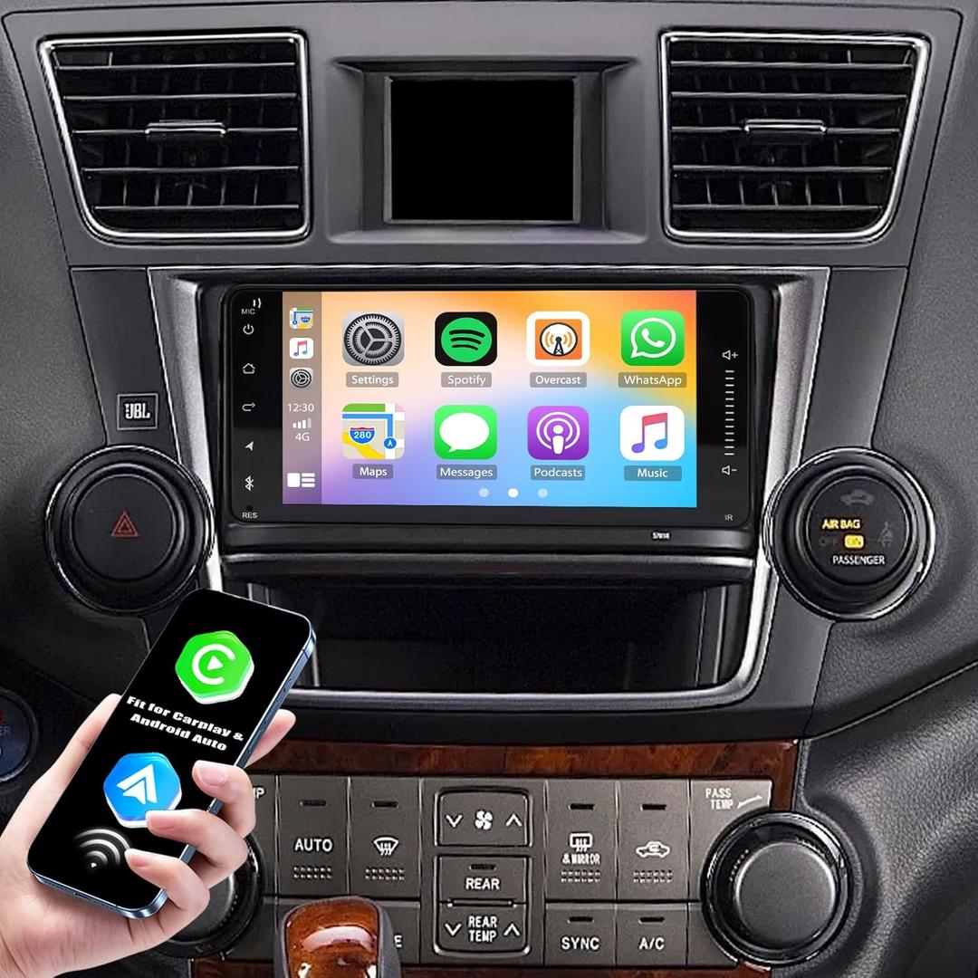 Car Radio for Toyota Highlander 2008 2009 2010 2011 2012 2013, 9'' HD Touchscreen Car Stereo with WiFi,GPS Navigation,Bluetooth,FM/RDS Radio,SWC,Mic +AHD Rear Camera