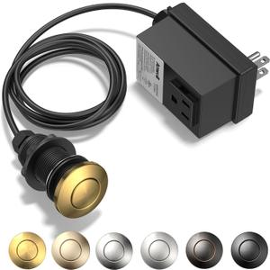 Garbage Disposal Air Switch Kit, Soft Brushed Gold Finish, Compatible with Moen Brushed Gold Faucets, UL Listed Sink Top Button, Universal Countertop Design