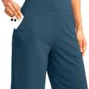 G Gradual Women's Bermuda Long Shorts with Pockets 9" High Waisted Shorts for Women Walking Athletic Workout (Blue, M)