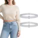 2 Pack Crop Shirt Tuck Band for Women,Adjustable Elastic Tuck Waist Belt for Tucking Sweater Top (fits wasit size 25"-45")