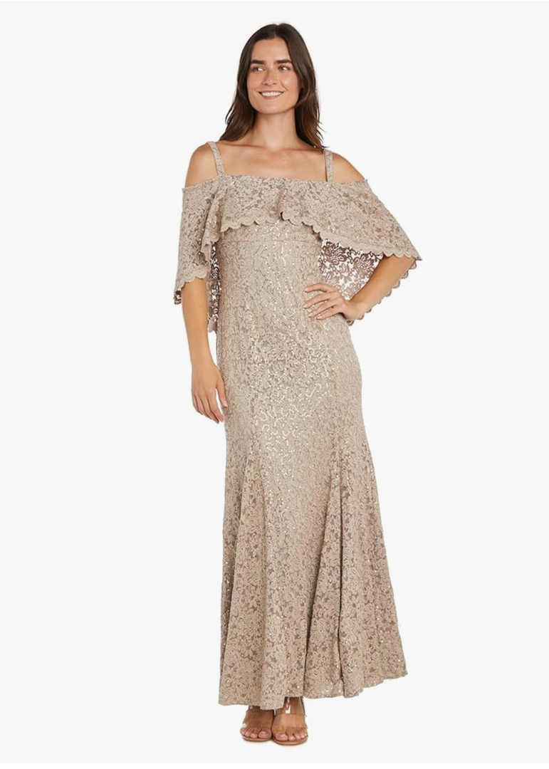 R&M Richards Women's Scallop Luxe Mermaid Gown