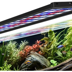 AQQA Fish Tank Light for Plants Aquarium Light with Timer 14 Colors Adjustable Full Spectrum LED Waterproof Dimmable Light for Fish Tank 47-55 Inch (45W)