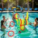 Civaner Inflatable Football Pool Float Game, 2-in-1 Football Pool Cornhole and Goal Post Toss Set, Floating Swimming Toy with Bean Bags and Rings for Adults Family Beach Yard Party Games
