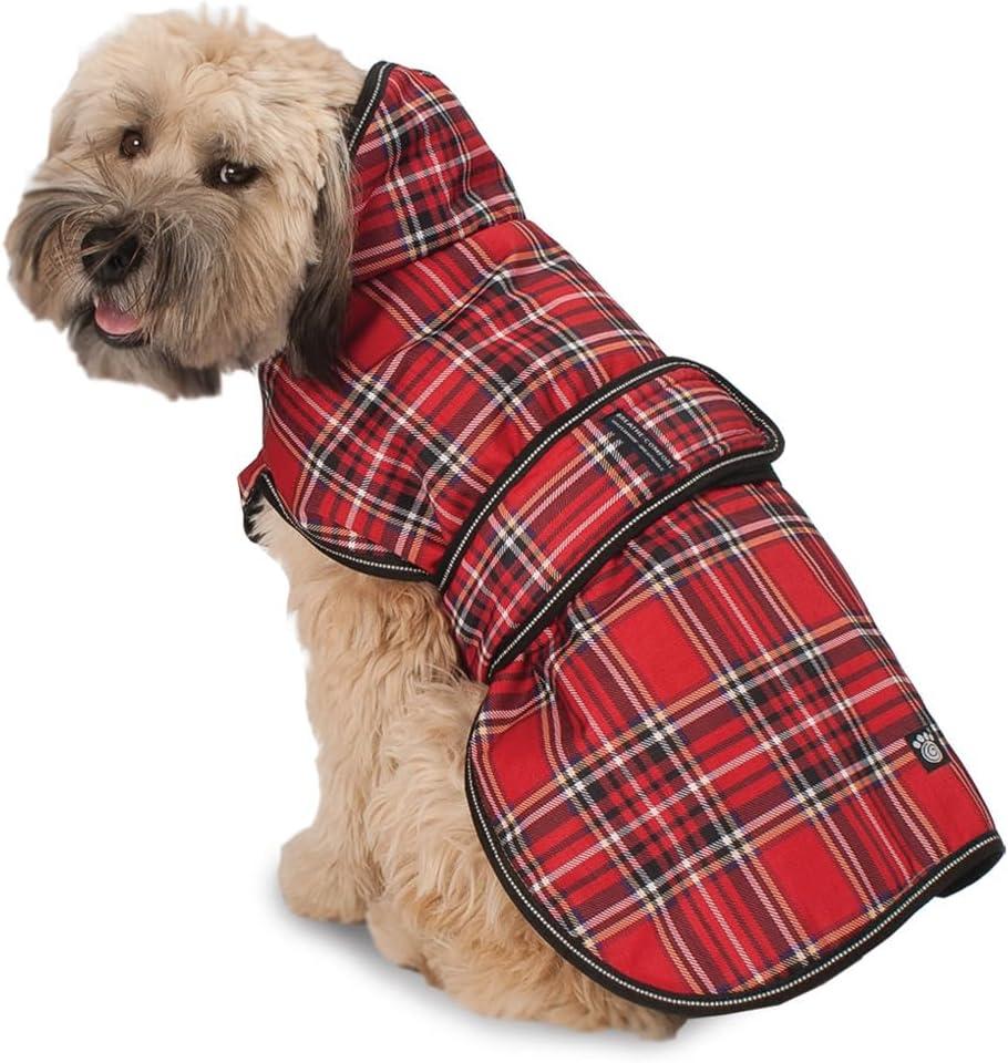 PetRageous 438RPLG Kodiak Heavyweight Waterproof Cold Weather Dog Coat with Full Chest Coverage and Leash Opening for Large Breeds, Red Plaid