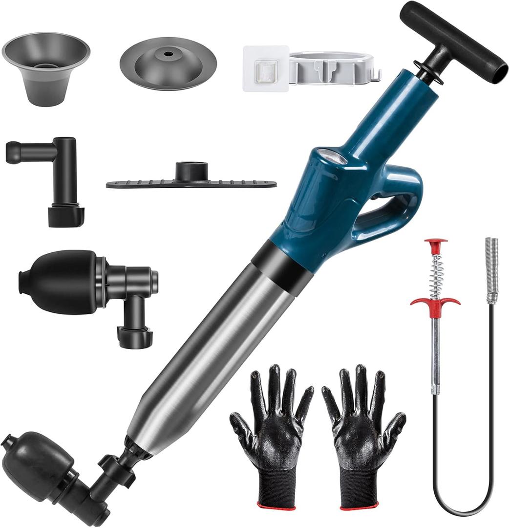 Toilet Plunger - Plungers for Bathroom Heavy Duty, Powerful Toilet Snake for Unclogging Plunger with Real-Time Pressure Indicator Plungers for Washbasin, Floor, Kitchen Clogged (Blue)