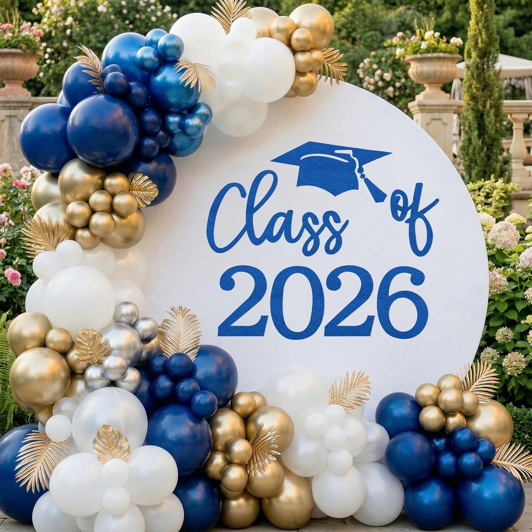 Mindsoft Blue Felt Class of 2026 Sticker Sign for Backdrop Graduation Decor for Party Congrats Grad Class of 2026 Event Letter Sign Graduation Party Balloon Arch Backdrop Decor Supplies