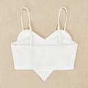 WDIRARA Women's Cami Heart Pearl Crop Top Sparkly Outfits White L (White)