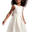 Amatesay Princess Silky Satin Dress Toddlers Wedding Flower Girls Dresses for Kids Christmas Ivory Size 10