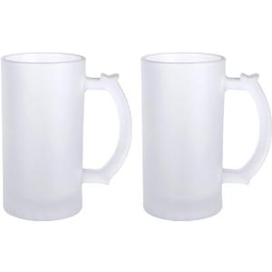 MAIKESUB 16 oz Frosted Beer Sublimation Clear Glass Beer Mugs Glass Coffee Mugs Birthday Christmas Valentine's Day Anniversary Present Ideas for Wife Husband Girl friend