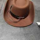 Cowboy Hat for Men Women Classic Roll Up Fedora Hat with Buckle Belt