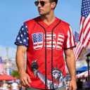 USA Baseball Jersey for Men American Flag Statue of Liberty USA Eagle America Shirts Sports Uniform (Red) 4XL