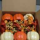 winemana Fall Decorations for Home - Set of 6 Artificial Pumpkin, Berry & Pine Cone Table Centerpiece for Office, Thanksgiving, Bathroom Kitchen Autumn Decor