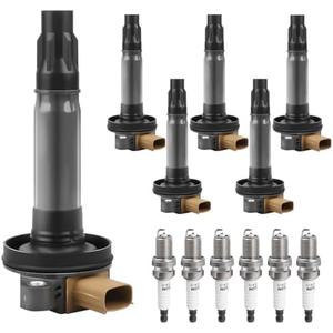 Ignition Coil Pack Spark Plugs Replacement for 3.5 V6 Turbo 2011 2012 2013 2014 2015 2016 2017 Ford F150 Ecoboost Expedition Explorer Flex Taurus Transit, Lincoln MKS MKT Navigator, UF646, Set of 6